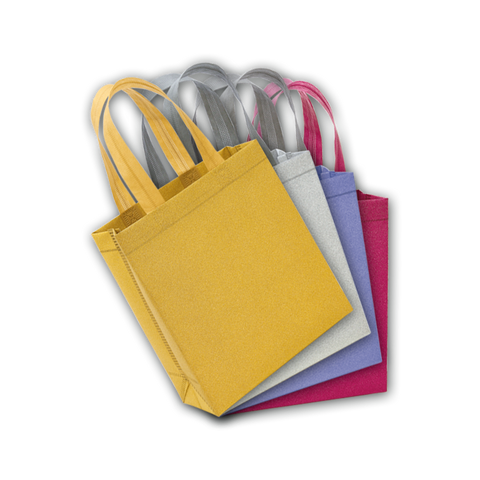 Shopper glitter in laminato glitterato con soffietto